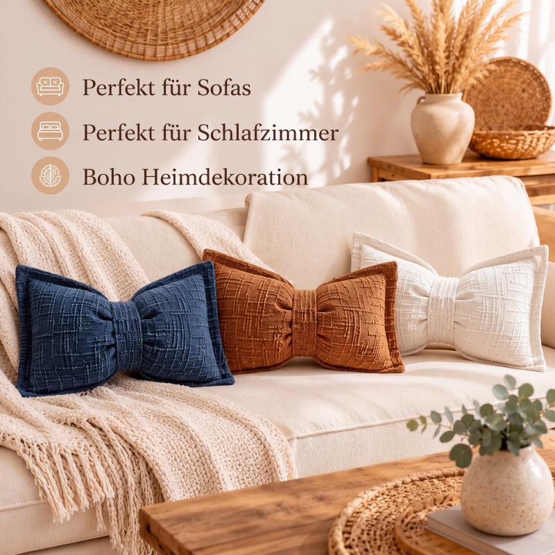 ✨50% Rabatt✨🎀 Chenille-Kissen Schleifenform | Weiches Dekokissen für Sofa & Bett – Flauschig & Gemütlich ✨