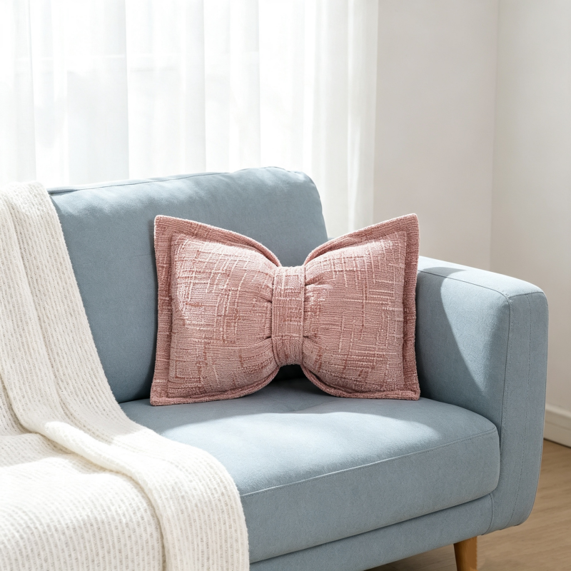 ✨50% Rabatt✨🎀 Chenille-Kissen Schleifenform | Weiches Dekokissen für Sofa & Bett – Flauschig & Gemütlich ✨
