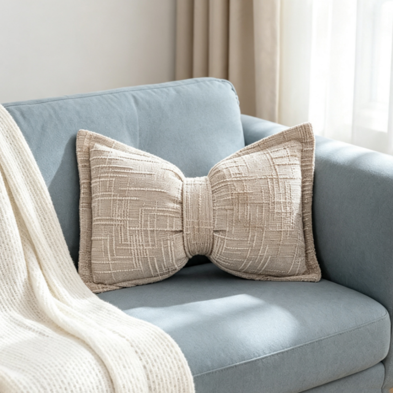 ✨50% Rabatt✨🎀 Chenille-Kissen Schleifenform | Weiches Dekokissen für Sofa & Bett – Flauschig & Gemütlich ✨