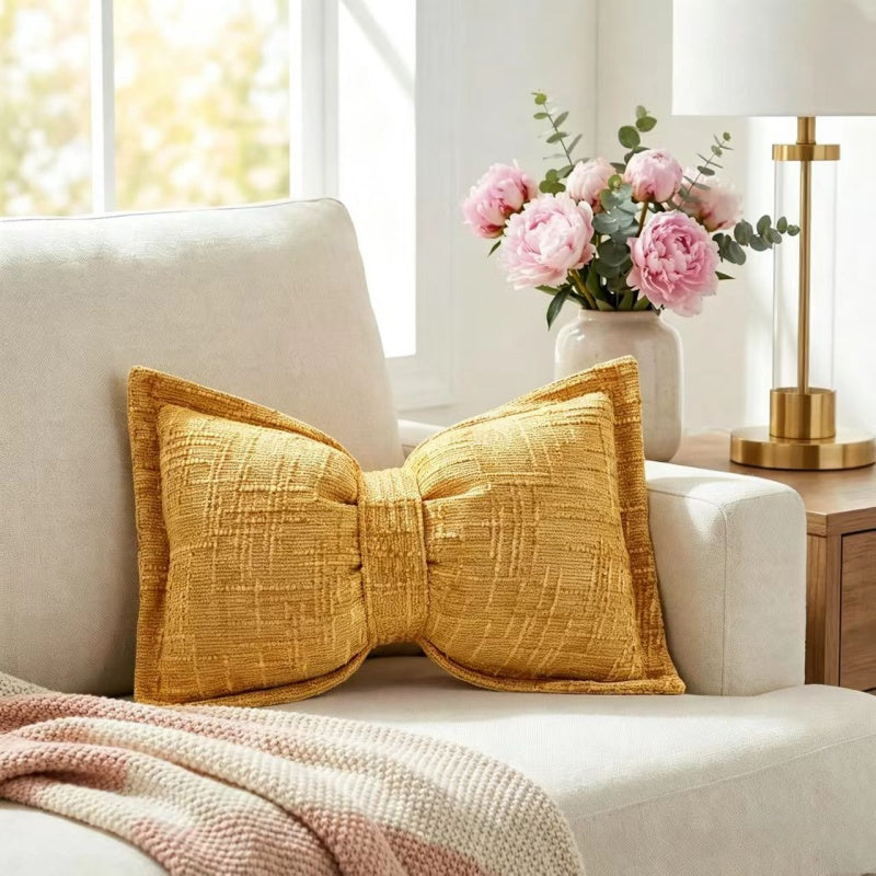 ✨50% Rabatt✨🎀 Chenille-Kissen Schleifenform | Weiches Dekokissen für Sofa & Bett – Flauschig & Gemütlich ✨