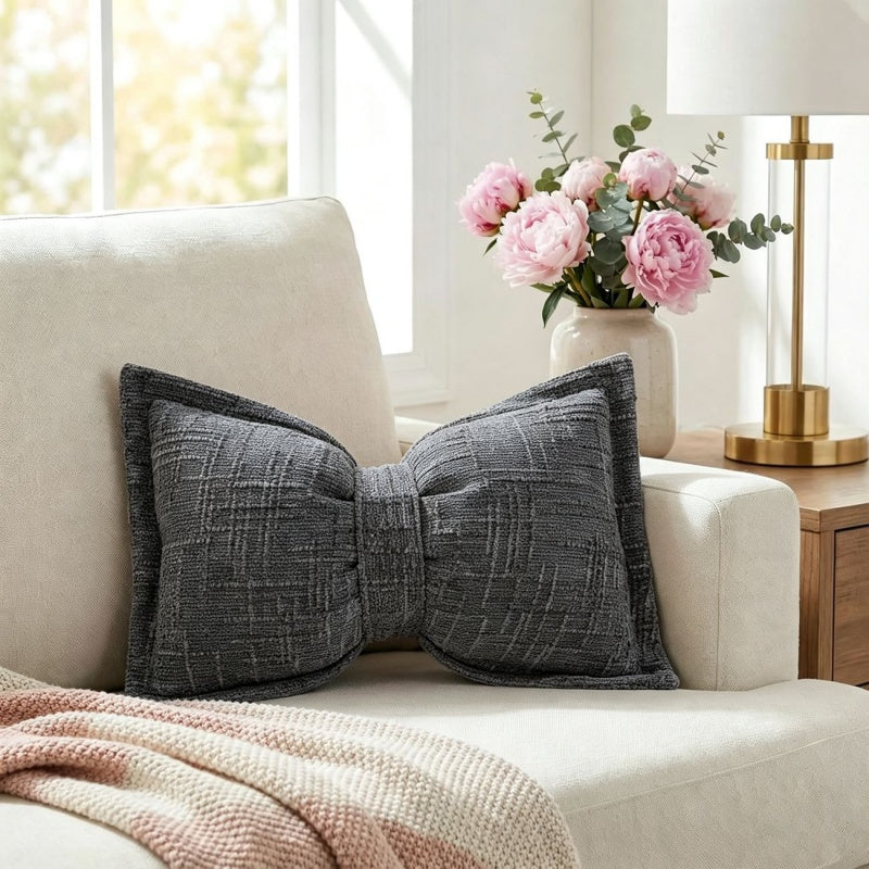 ✨50% Rabatt✨🎀 Chenille-Kissen Schleifenform | Weiches Dekokissen für Sofa & Bett – Flauschig & Gemütlich ✨