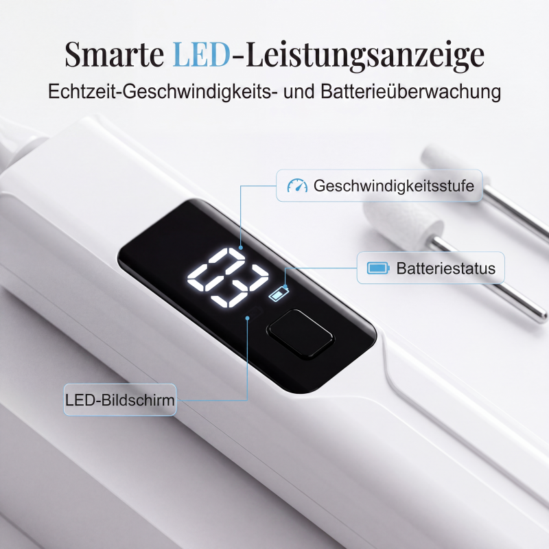 💅 Professionelles elektrisches Nagelfräser-Set – Hornhautentfernung, austauschbare Aufsätze & intelligentes LED-Display ✨