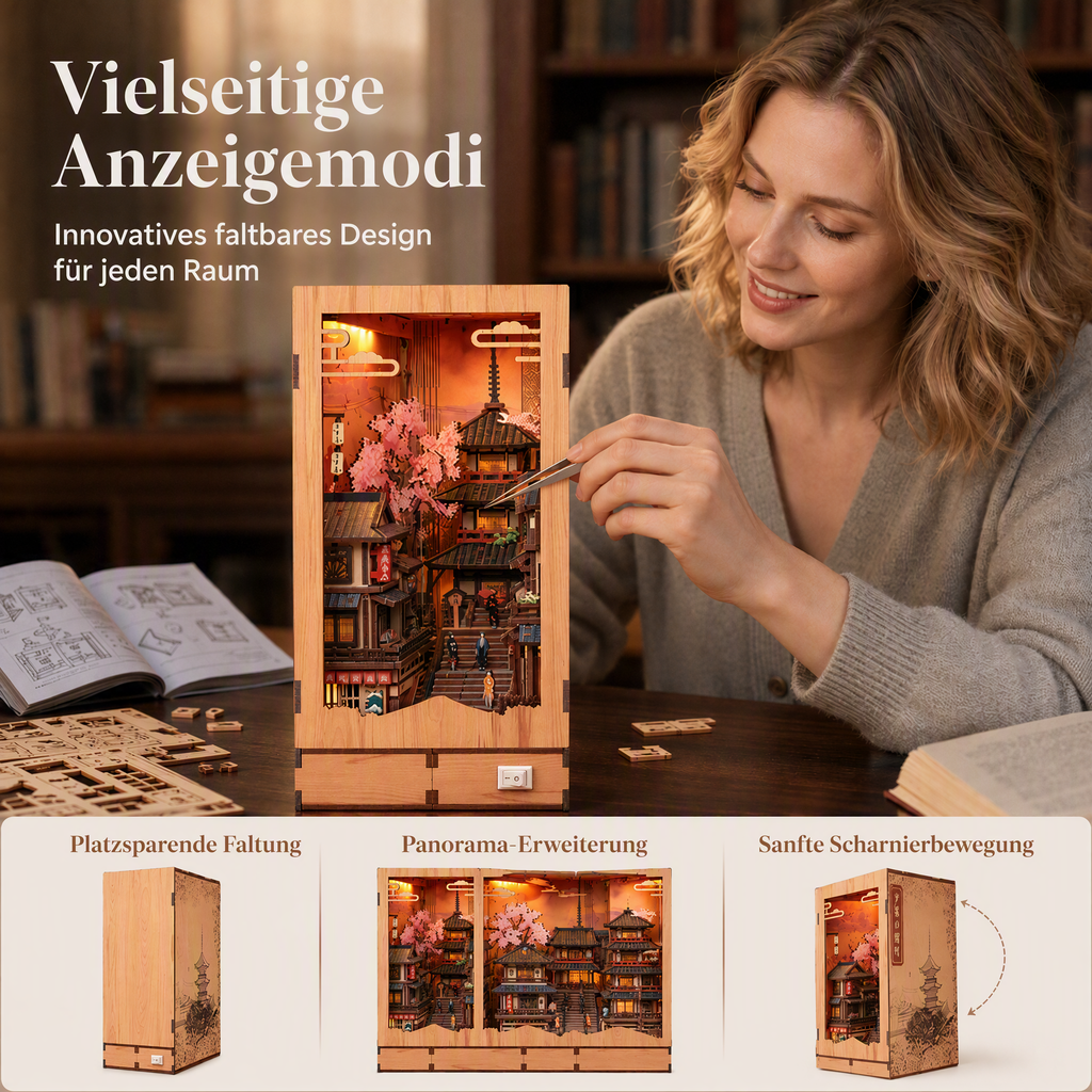 DIY-Buchnischen-Bausatz „Kyoto-Gasse“ aus Holz