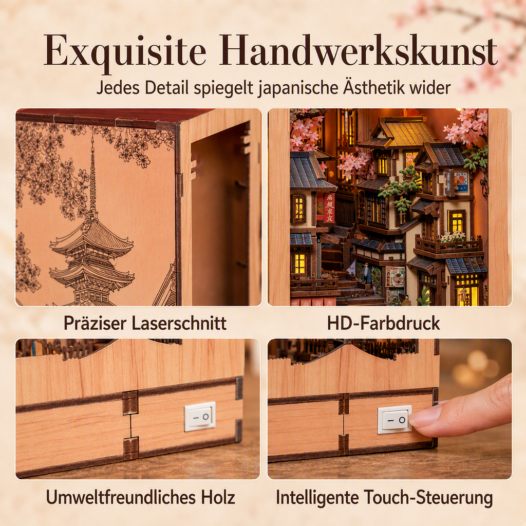DIY-Buchnischen-Bausatz „Kyoto-Gasse“ aus Holz