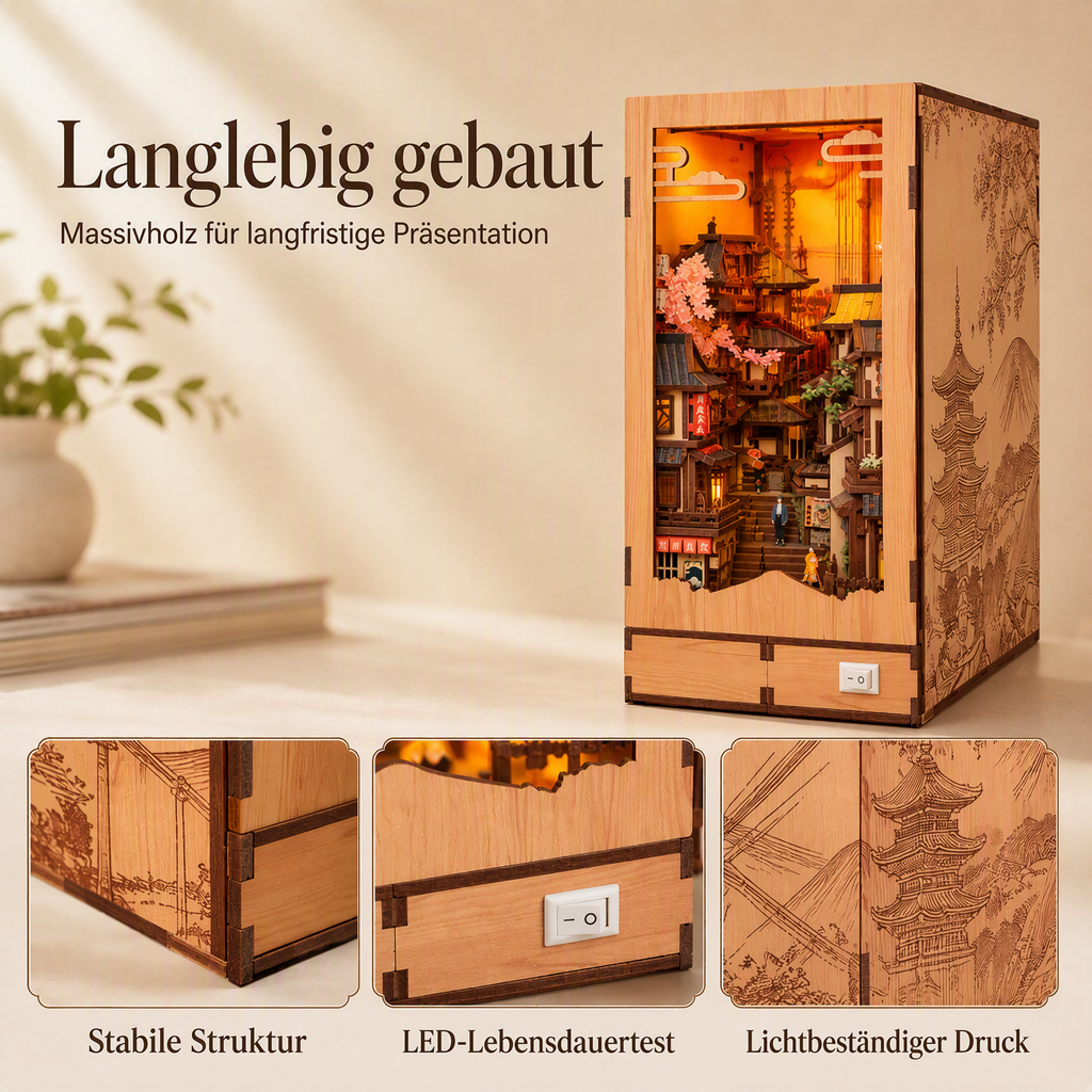 DIY-Buchnischen-Bausatz „Kyoto-Gasse“ aus Holz
