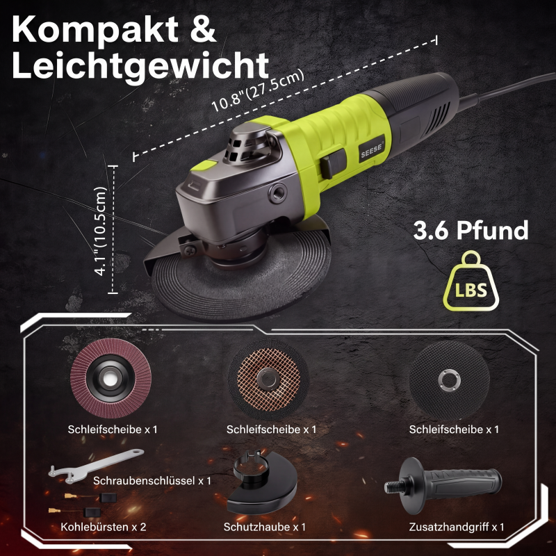 📢📢50 % RABATT !! ⏰SEESE 12,7 cm (5 Zoll) Winkelschleifer mit 8 Ampere