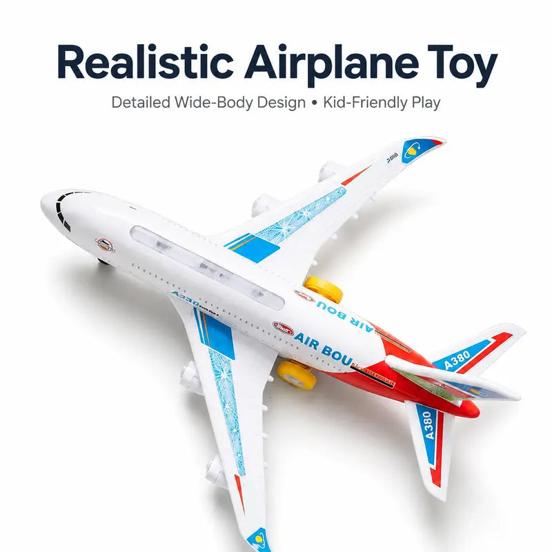 ✈️ JETZT 55% RABATT! 🎵 Elektrisches Modellflugzeug – Bump-and-Go, LED-Lichter & realistische Sounds – Für Kleinkinder ab 3+ 🛩️