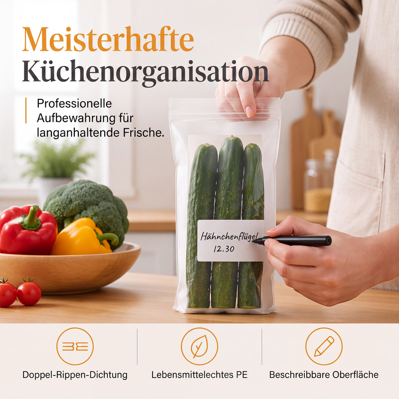 🍱 50% RABATT! 💎 Transparente Lebensmittelbeutel – Verstärkt & Doppelverschluss ✨