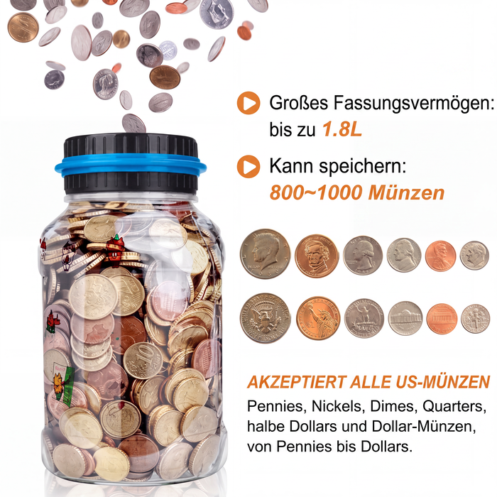 💰✨50 % RABATT! 🏦 Digitale Spardose mit automatischer Münzzählung – Verfolgt Ersparnisse, legt Sparziele fest und macht das Sparen für Kinder und Erwachsene zum Spaß. Über 9.584 clevere Sparer vertrauen bereits darauf!✨
