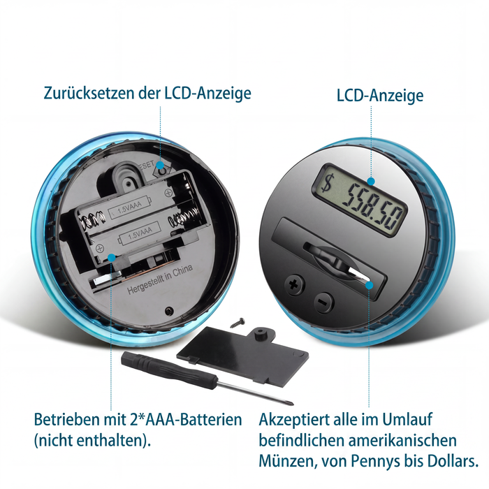 💰✨50 % RABATT! 🏦 Digitale Spardose mit automatischer Münzzählung – Verfolgt Ersparnisse, legt Sparziele fest und macht das Sparen für Kinder und Erwachsene zum Spaß. Über 9.584 clevere Sparer vertrauen bereits darauf!✨