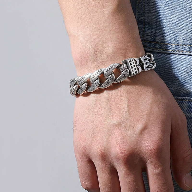 🤙 NUR FÜR KURZE ZEIT 50% RABATT! ⚡ Herren Retro Sechssilben-Mantra-Armband – Bedeutungsvoll, Maskulin, Auffällig ✨