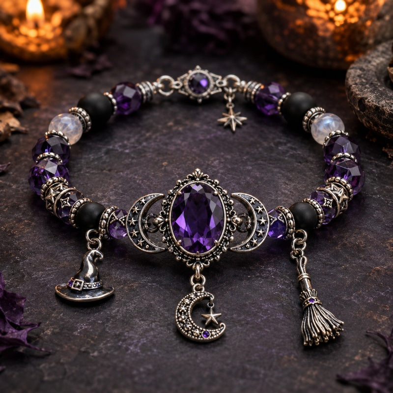 💎Exclusive jewelry💎Gotisches lila Strassstein-Halloween-Armband