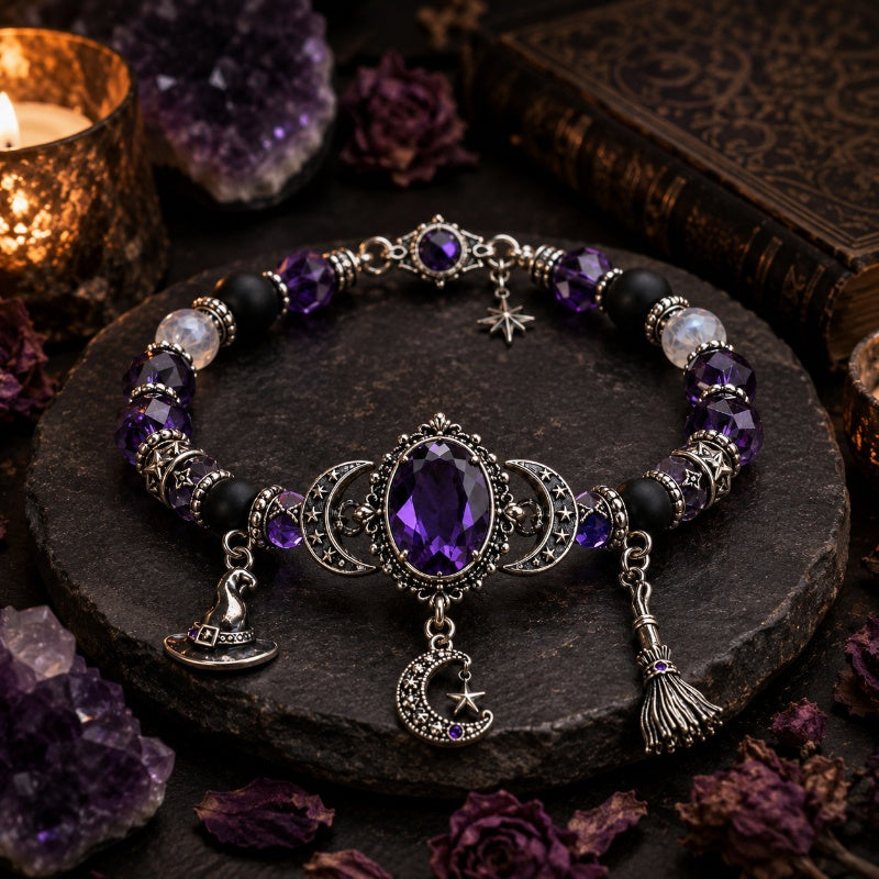 💎Exclusive jewelry💎Gotisches lila Strassstein-Halloween-Armband