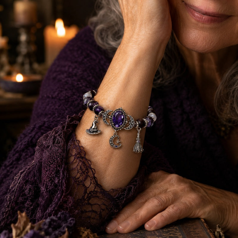 💎Exclusive jewelry💎Gotisches lila Strassstein-Halloween-Armband