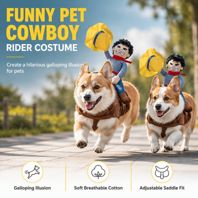 🤠Lustiges Cowboy-Reiter Hundekostüm