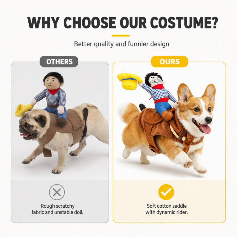 🤠Lustiges Cowboy-Reiter Hundekostüm
