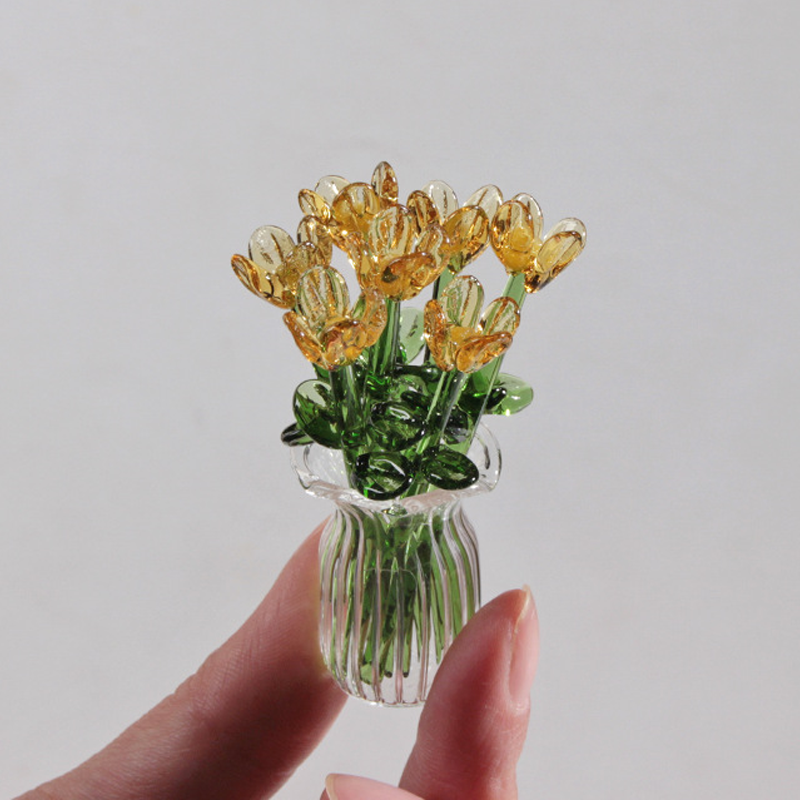 🌸✨ Miniatur-Glasblumen mit Vase – 50% RABATT! 7 farbige Glasblüten, 6cm Höhe, elegante Glaskunst – blüht für immer.