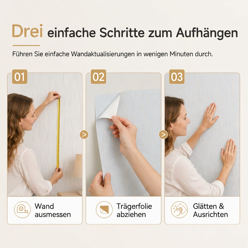 🏠 50% RABATT! 🎨 3D-Struktur-Vliestapete – Verdickt, selbstklebend & für Akzentwände ✨