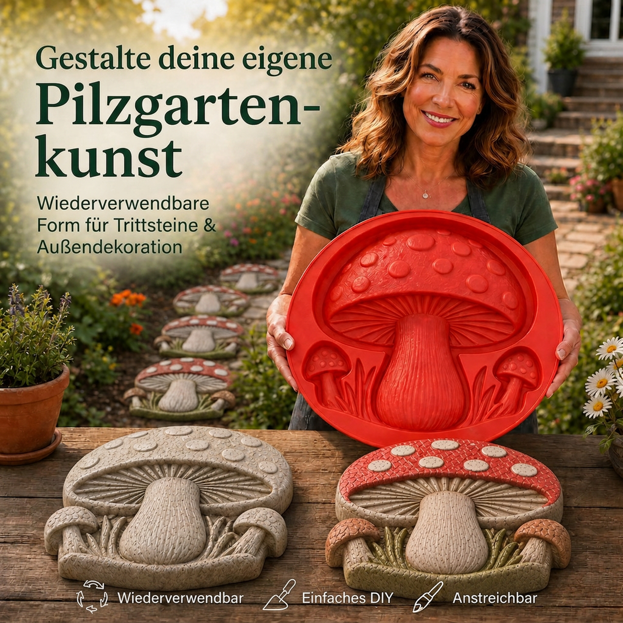 🌻 JETZT 50% RABATT! 🎨 Wiederverwendbare Gartengussform – Kreative Designs, langlebig & einfach zu verwenden – Gestalten Sie mühelos einzigartige Gartendekorationen ✨