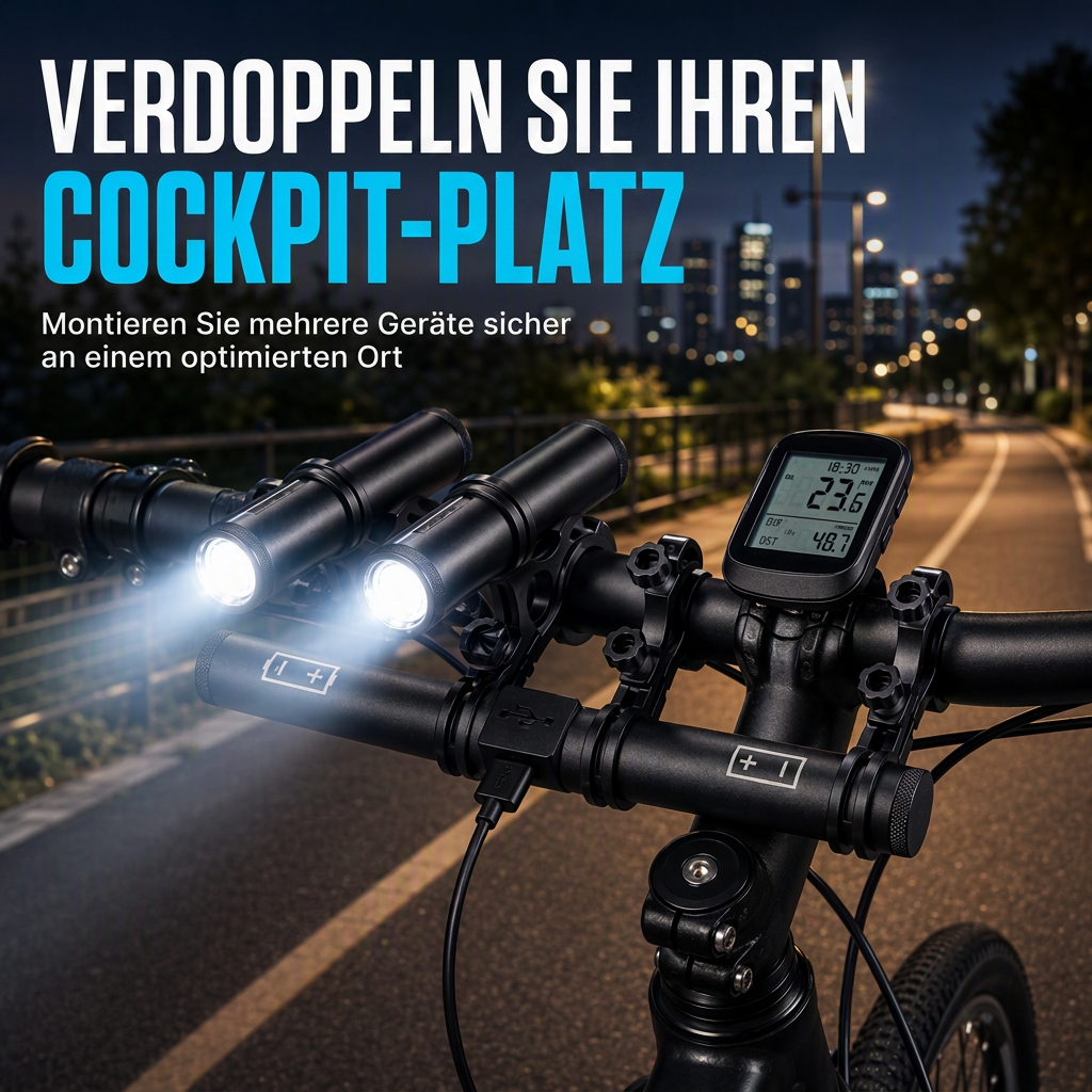 📢📢50% RABATT !!⏰Fahrradlenker-Erweiterungshalterung mit USB-Powerbank-Funktion und Halterung für Fahrradlicht/Taschenlampe