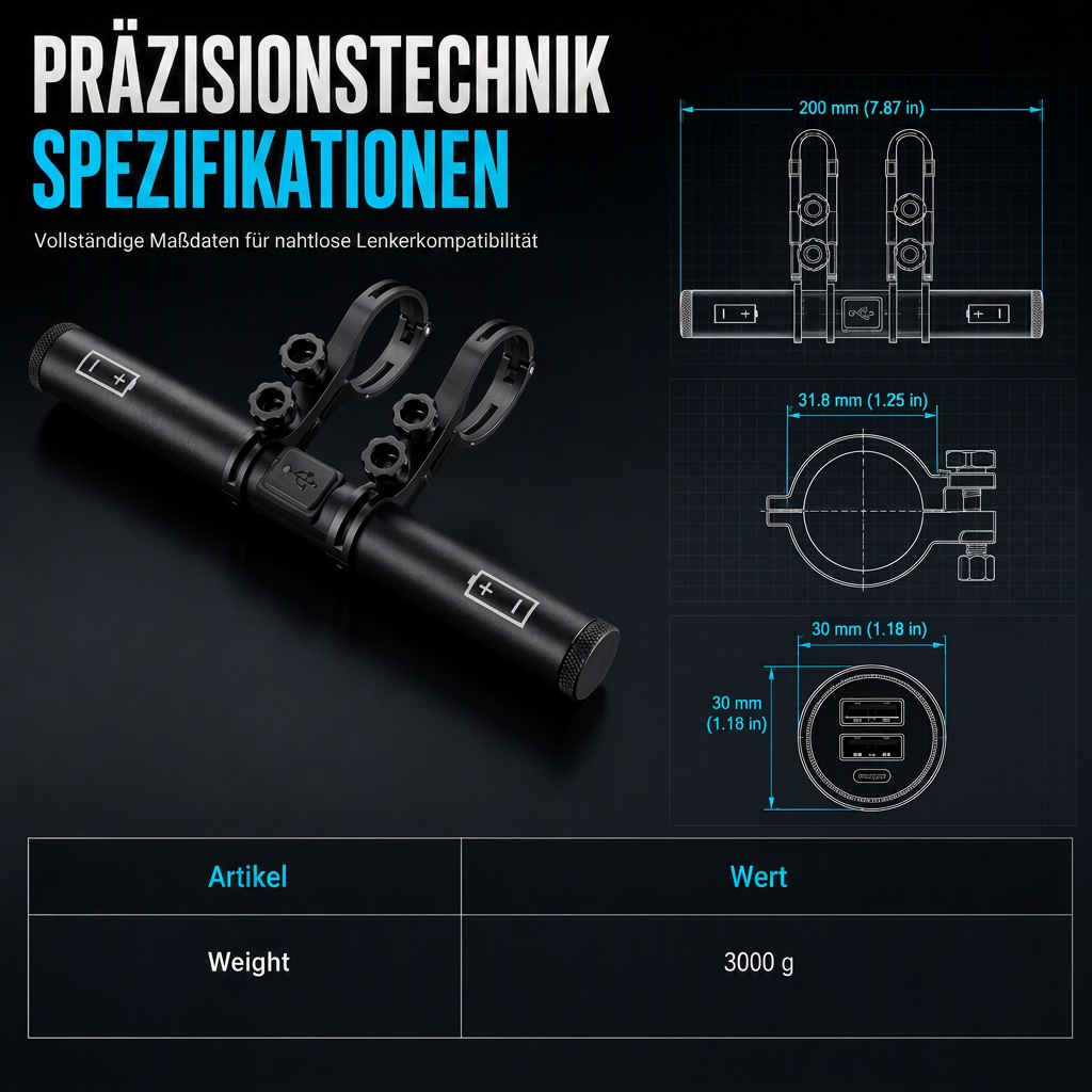 📢📢50% RABATT !!⏰Fahrradlenker-Erweiterungshalterung mit USB-Powerbank-Funktion und Halterung für Fahrradlicht/Taschenlampe