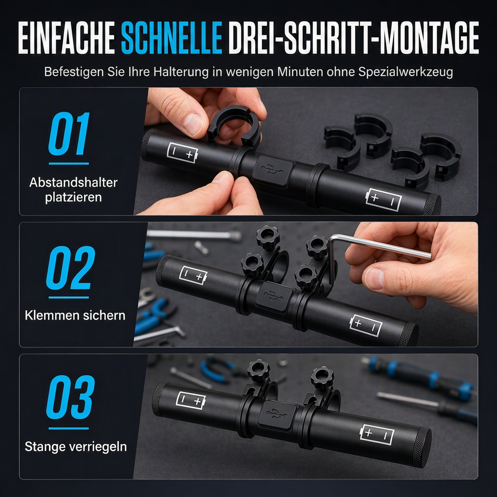 📢📢50% RABATT !!⏰Fahrradlenker-Erweiterungshalterung mit USB-Powerbank-Funktion und Halterung für Fahrradlicht/Taschenlampe