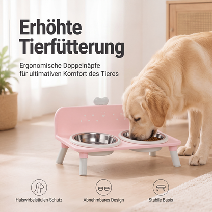 🐶 50 % Rabatt!🐾 Höhenverstellbarer Doppelnapf für Hunde & Katzen – Abnehmbare Futternäpfe mit stabilem Napfständer