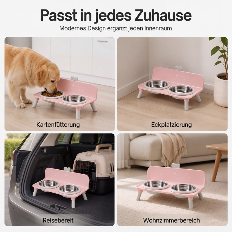 🐶 50 % Rabatt!🐾 Höhenverstellbarer Doppelnapf für Hunde & Katzen – Abnehmbare Futternäpfe mit stabilem Napfständer