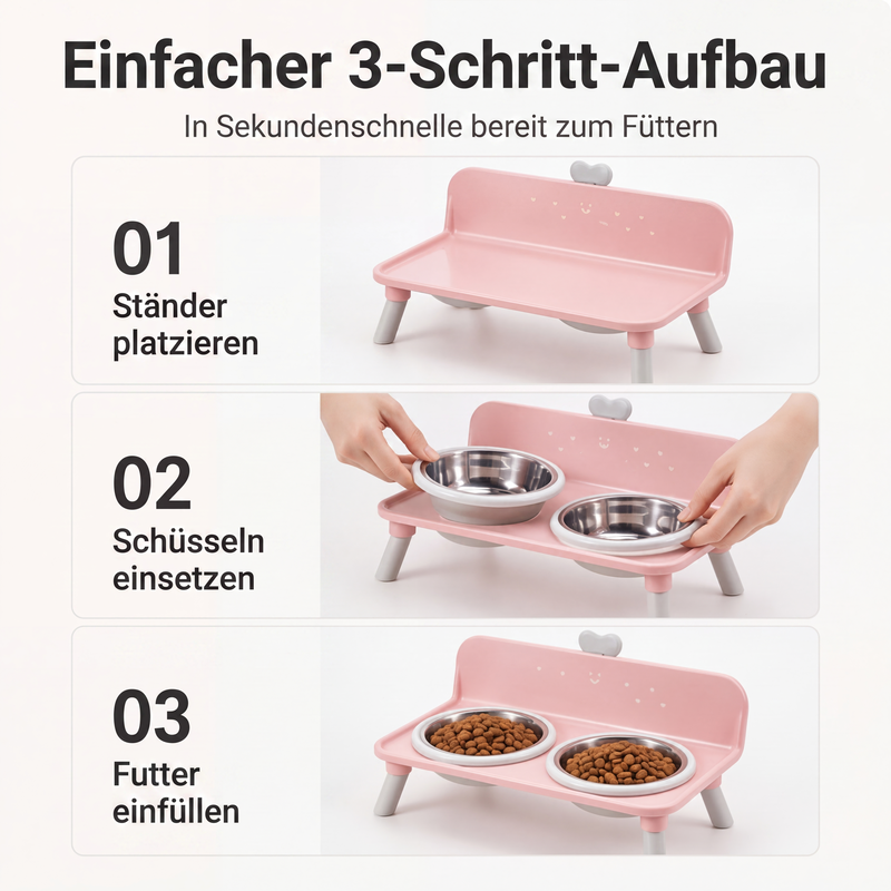 🐶 50 % Rabatt!🐾 Höhenverstellbarer Doppelnapf für Hunde & Katzen – Abnehmbare Futternäpfe mit stabilem Napfständer
