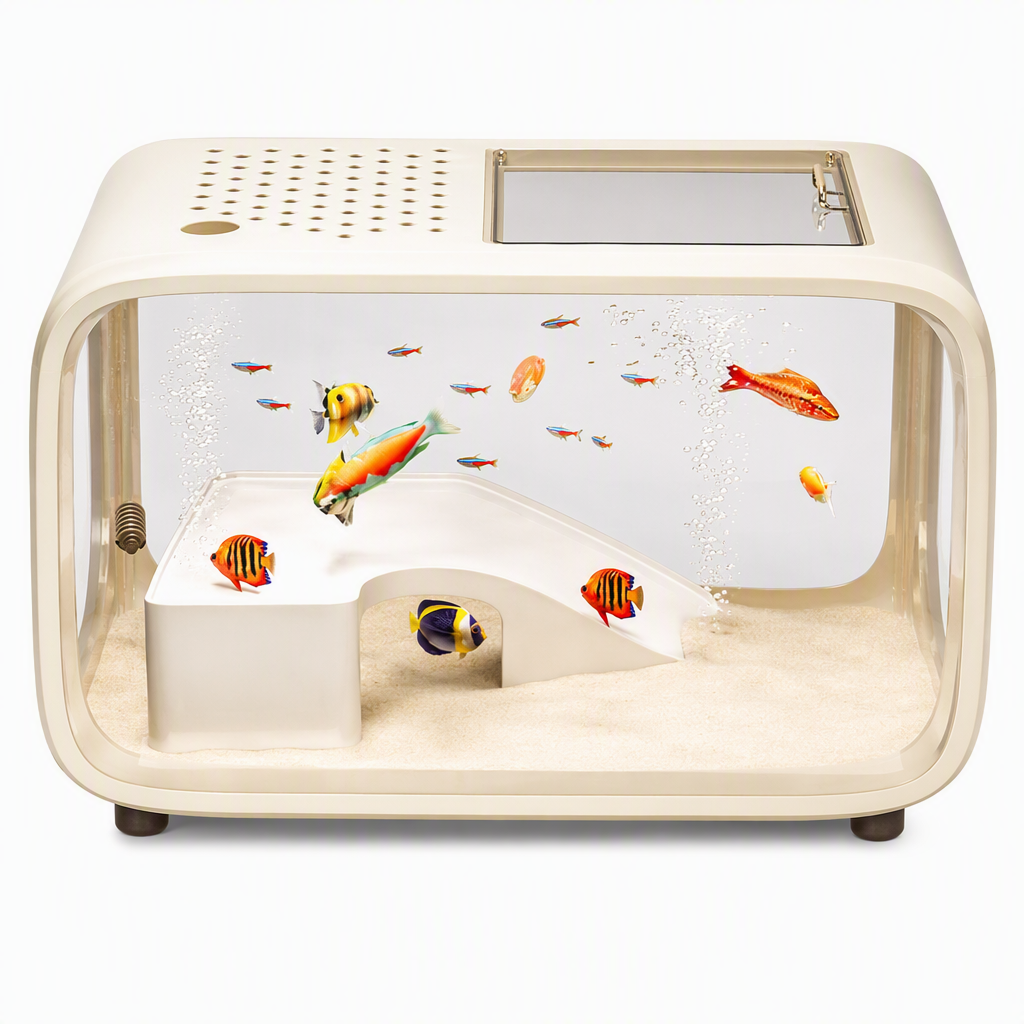 🐟 50 % Rabatt! 🌿Transparentes Mini-Aquarium mit Deckel – Dekorativer Fischbehälter für Wohnzimmer, Büro & Zuhause