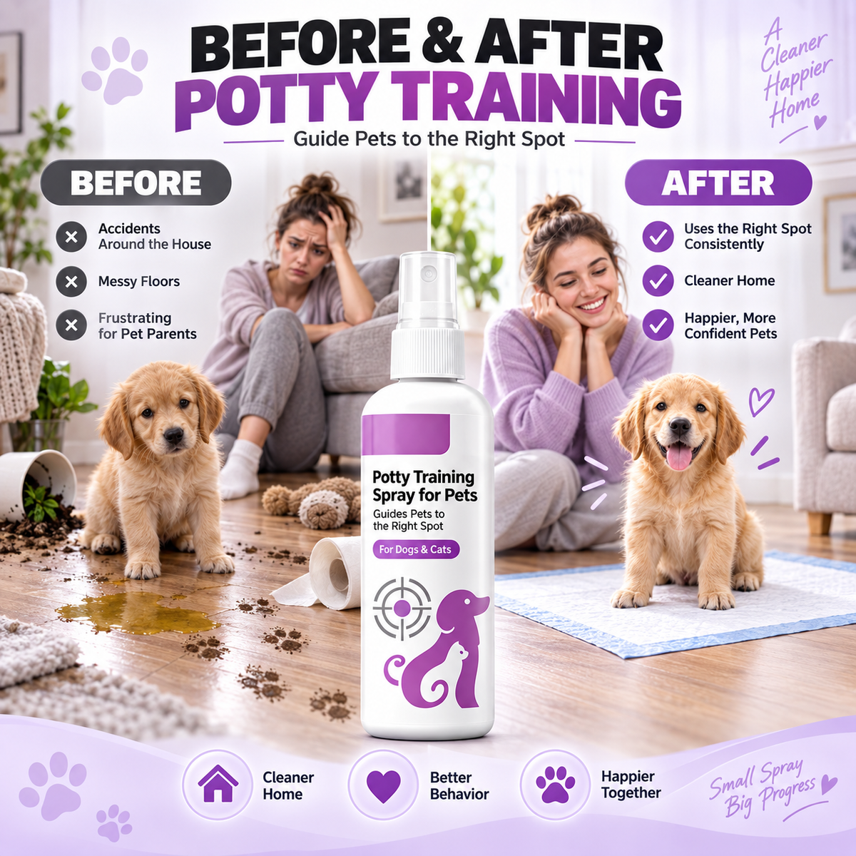 Haustier Toilettentraining-Spray für Hunde & Katzen – Erziehungsspray für Stubenreinheit (100ml)