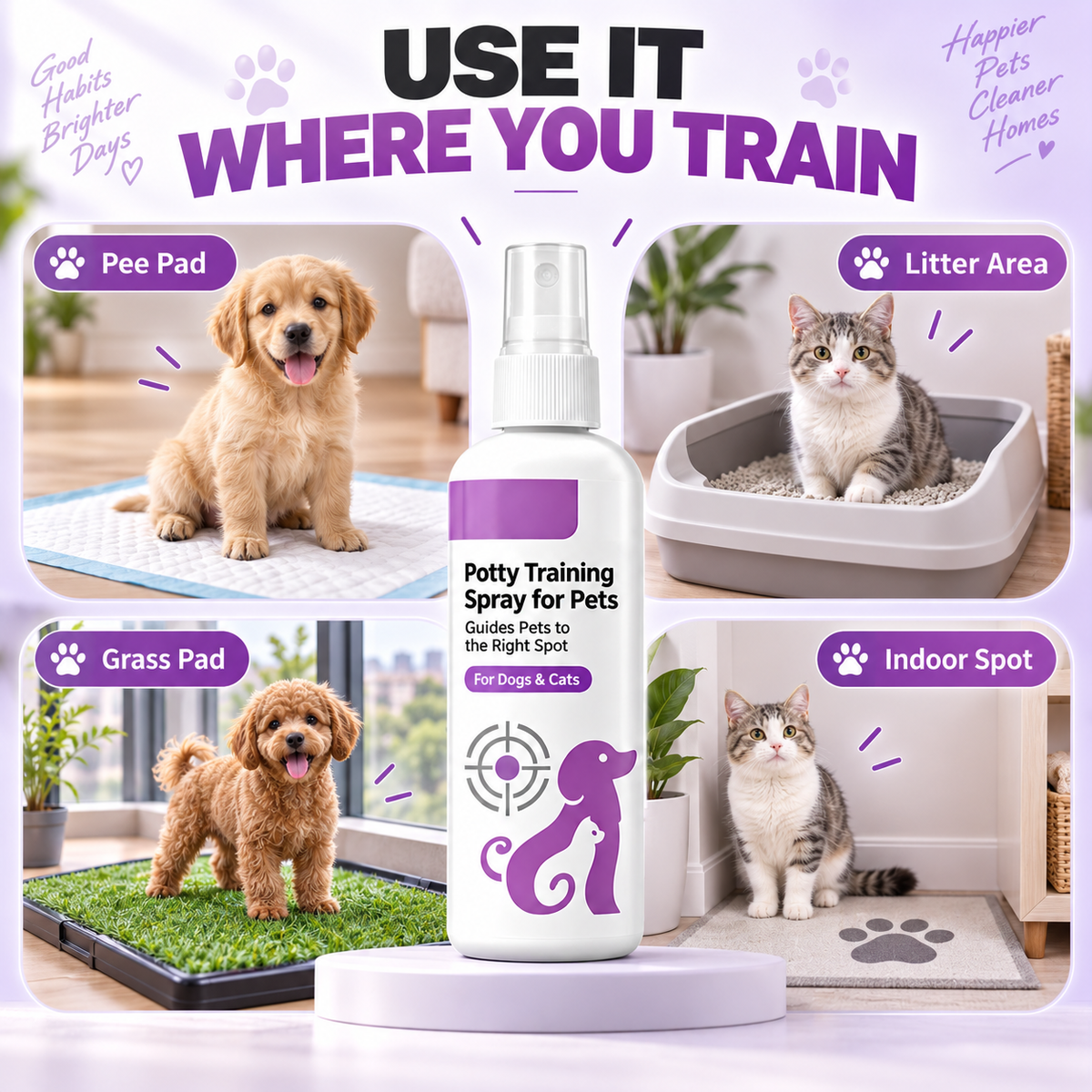 Haustier Toilettentraining-Spray für Hunde & Katzen – Erziehungsspray für Stubenreinheit (100ml)
