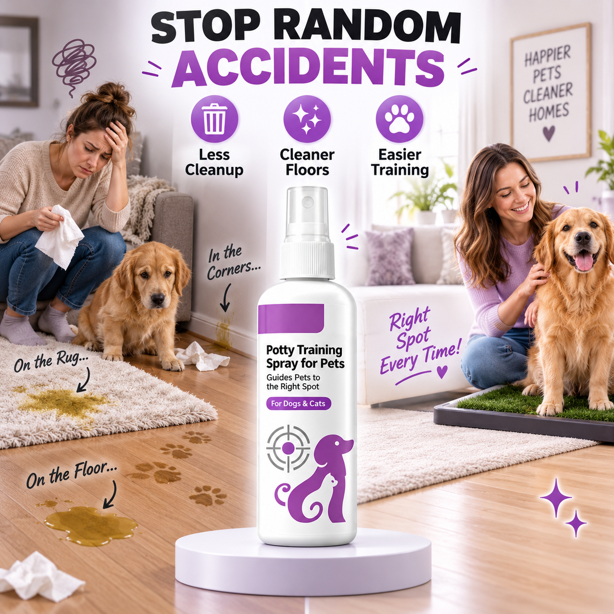 Haustier Toilettentraining-Spray für Hunde & Katzen – Erziehungsspray für Stubenreinheit (100ml)