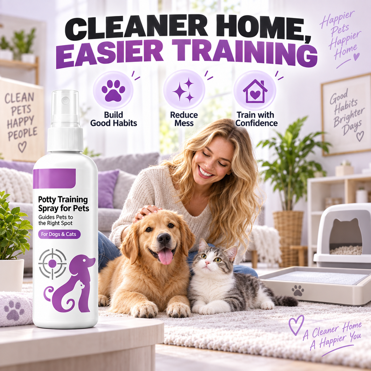 Haustier Toilettentraining-Spray für Hunde & Katzen – Erziehungsspray für Stubenreinheit (100ml)