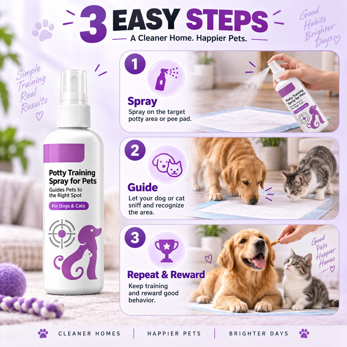 Haustier Toilettentraining-Spray für Hunde & Katzen – Erziehungsspray für Stubenreinheit (100ml)