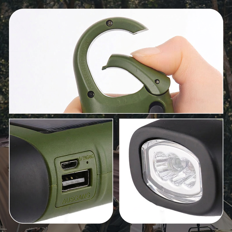📢📢50% RABATT !!⏰Outdoor-Notlampe (Handkurbel + Solar + USB-Aufladung)