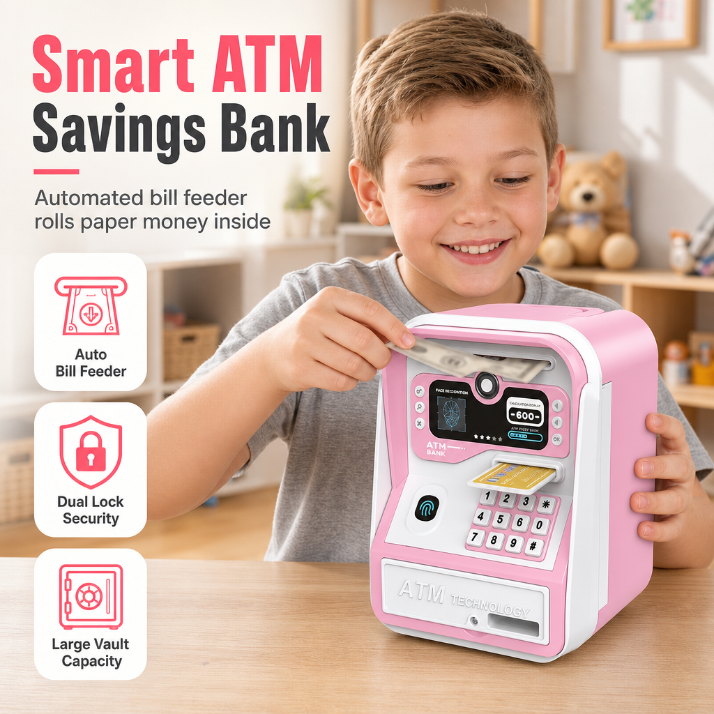 📢📢 50 % RABATT! ⏰ Elektronische Geldautomat-Spardose für Kinder mit Fingerabdrucksensor und Passwortsperre