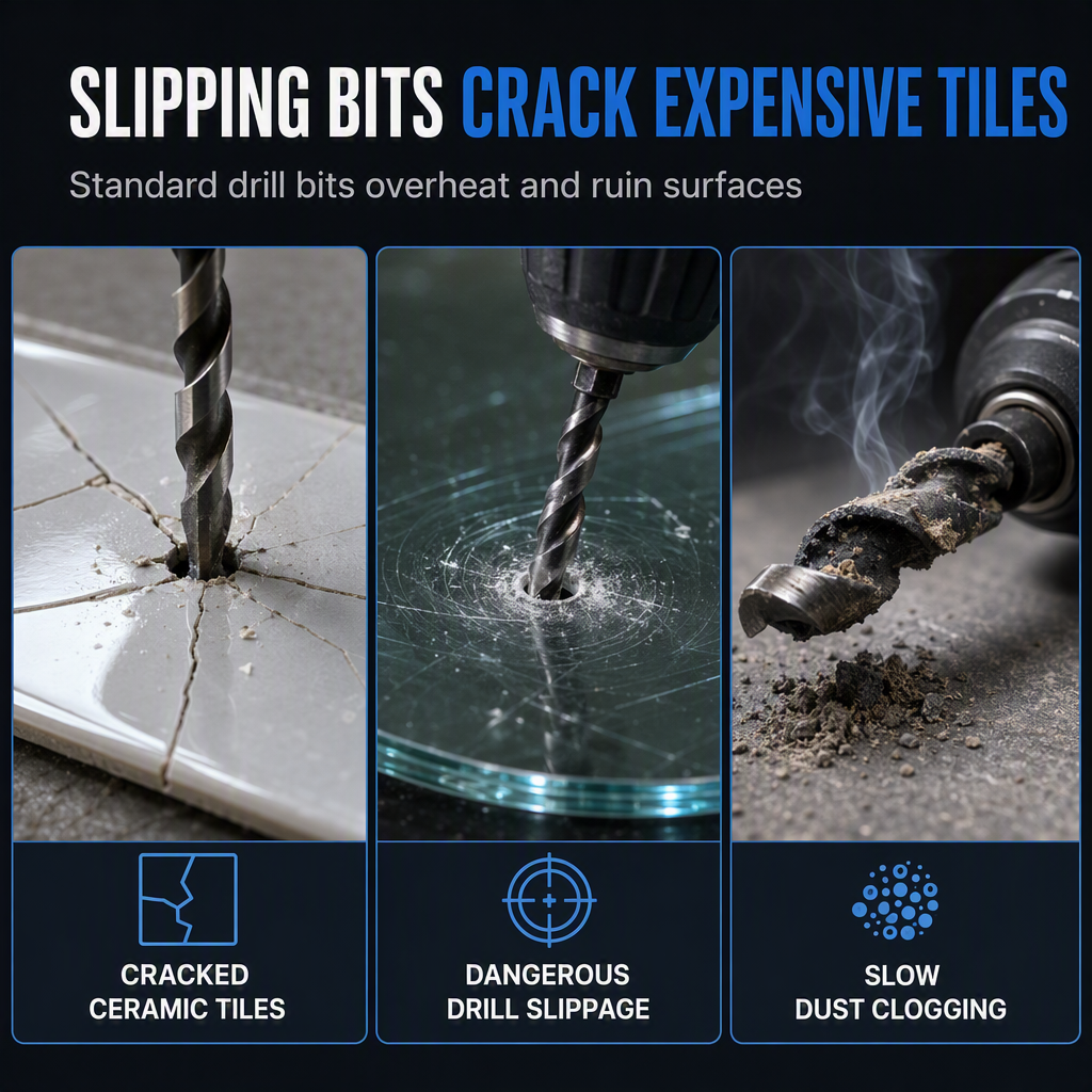 🔩50% RABATT🛠️Exzentrischer Hartmetall-Bohrer mit Sechskantschaft, saubere Löcher bei Stein- und Keramikarbeiten🧱