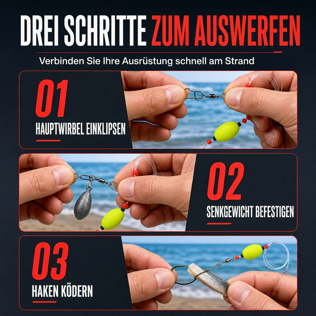 🎣 50% RABATT! 🐟 6-Pomfret-Angelset mit Schwimmer zur Brandungsfischerkennung für Flunder, Barsch, Wels, Hai und Blaufisch