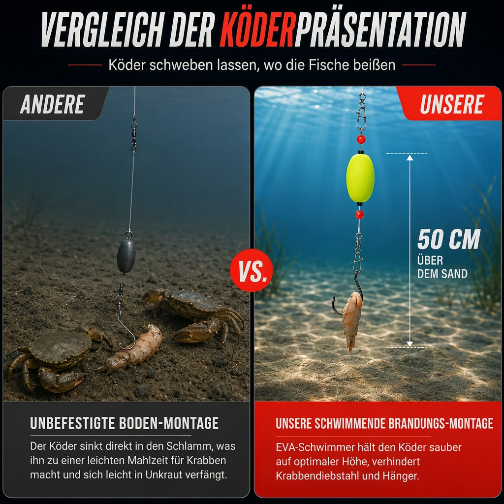 🎣 50% RABATT! 🐟 6-Pomfret-Angelset mit Schwimmer zur Brandungsfischerkennung für Flunder, Barsch, Wels, Hai und Blaufisch