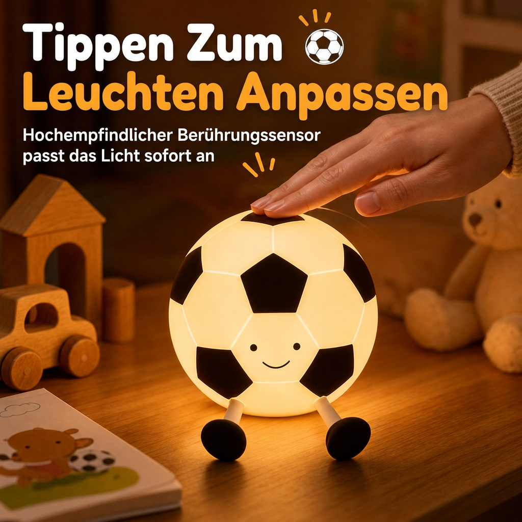 Wiederaufladbares, fußballförmiges Silikon-Nachtlicht zum Berühren, augenschonende Kinderzimmerlampe für das Schlafzimmer von Kindern