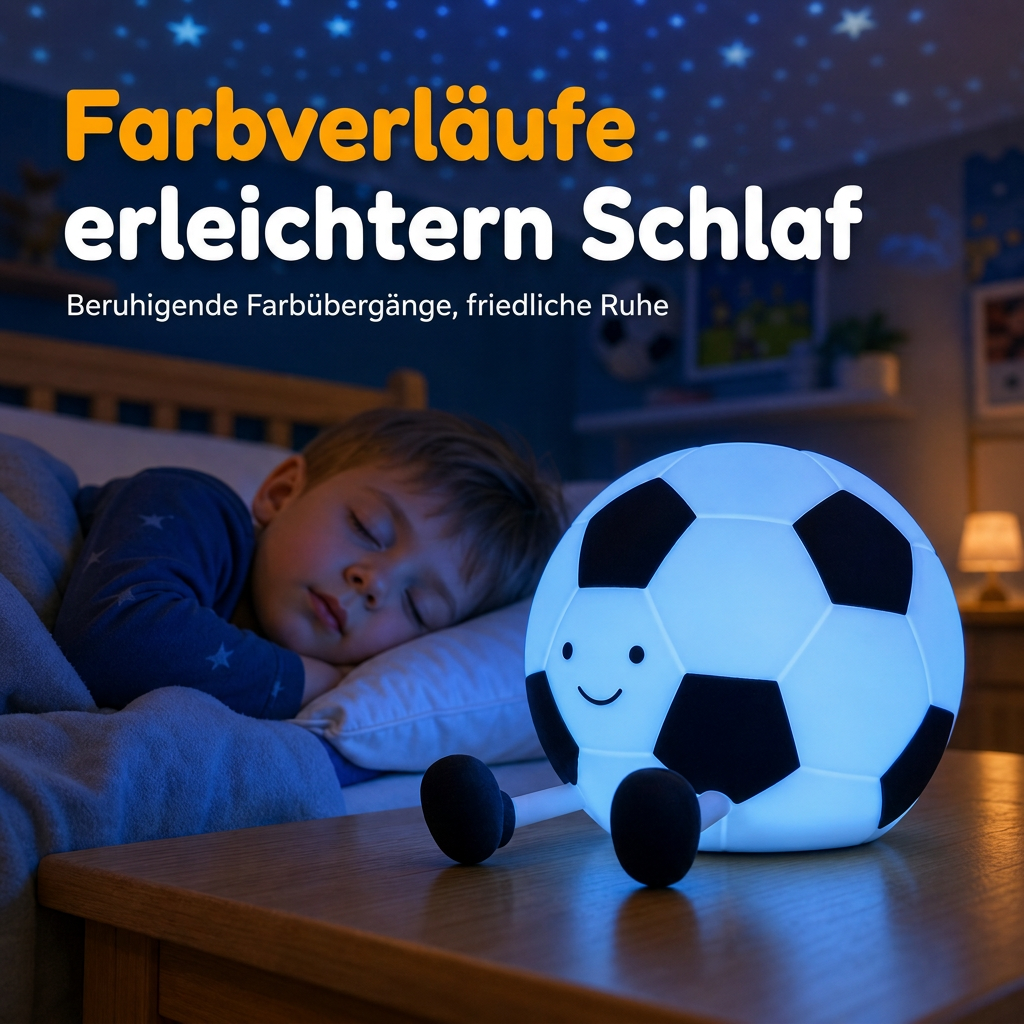 Wiederaufladbares, fußballförmiges Silikon-Nachtlicht zum Berühren, augenschonende Kinderzimmerlampe für das Schlafzimmer von Kindern