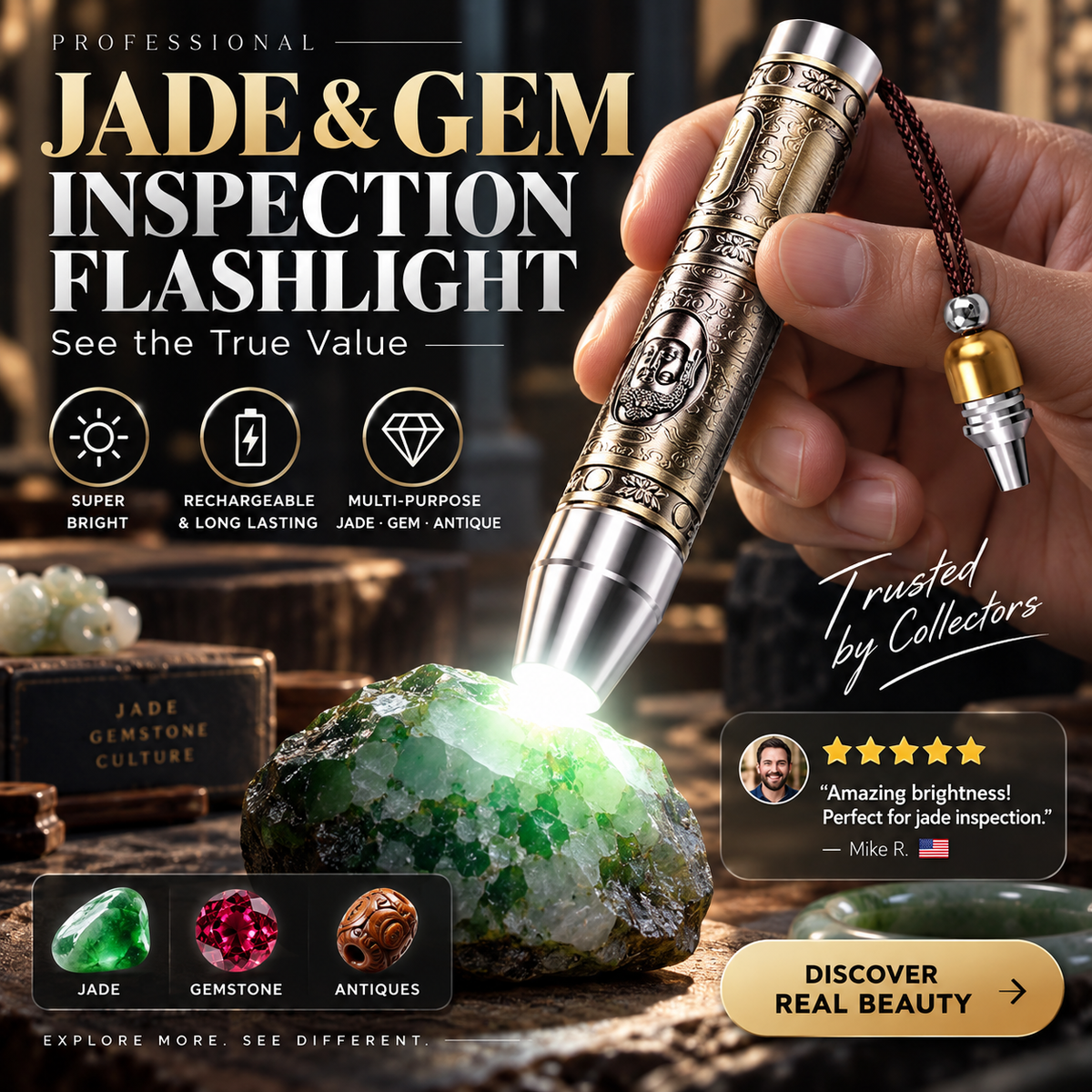 🔦 50% RABATT! 💎 Profi-Taschenlampe zur Edelsteinprüfung – Multifunktional & präzise ✨