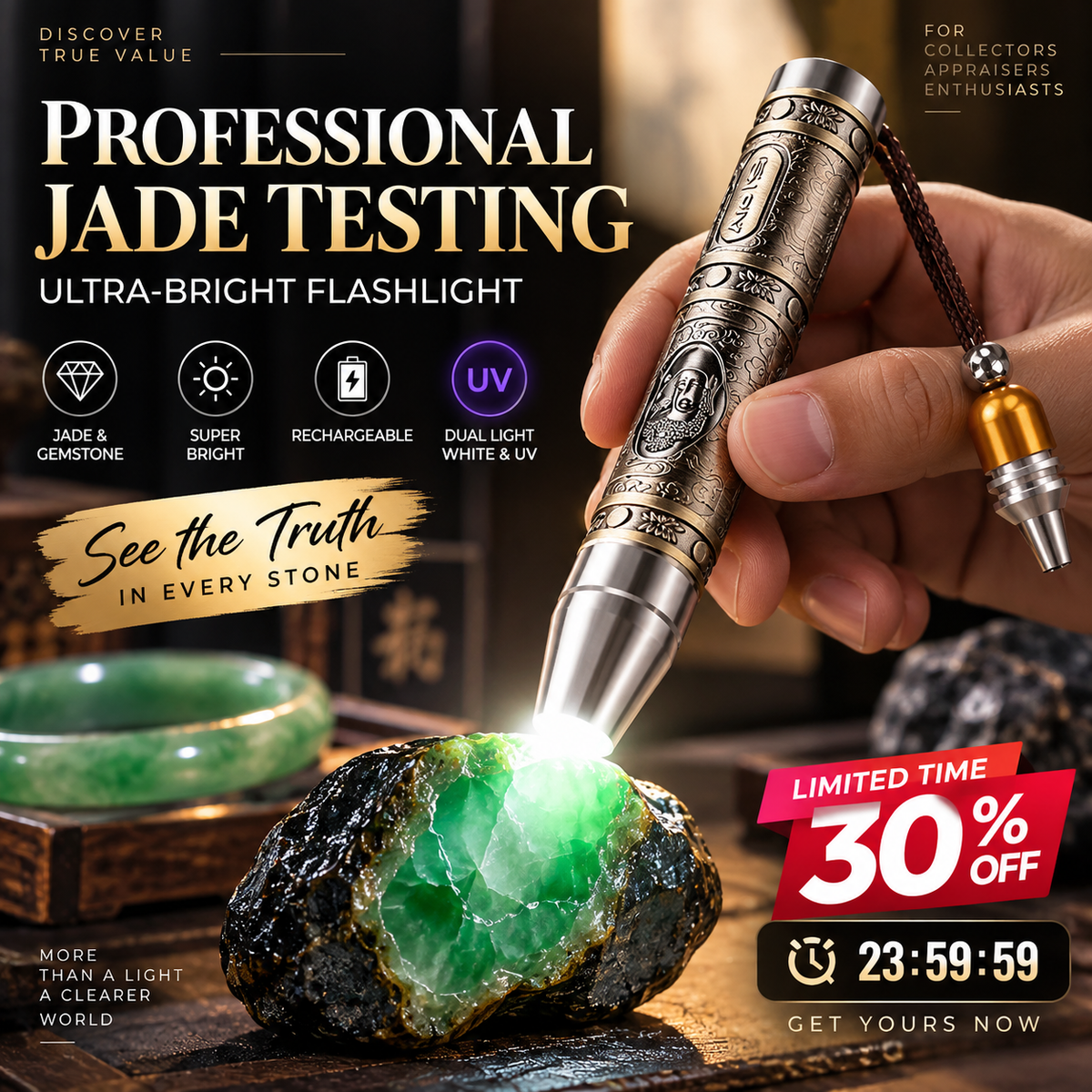 🔦 50% RABATT! 💎 Profi-Taschenlampe zur Edelsteinprüfung – Multifunktional & präzise ✨