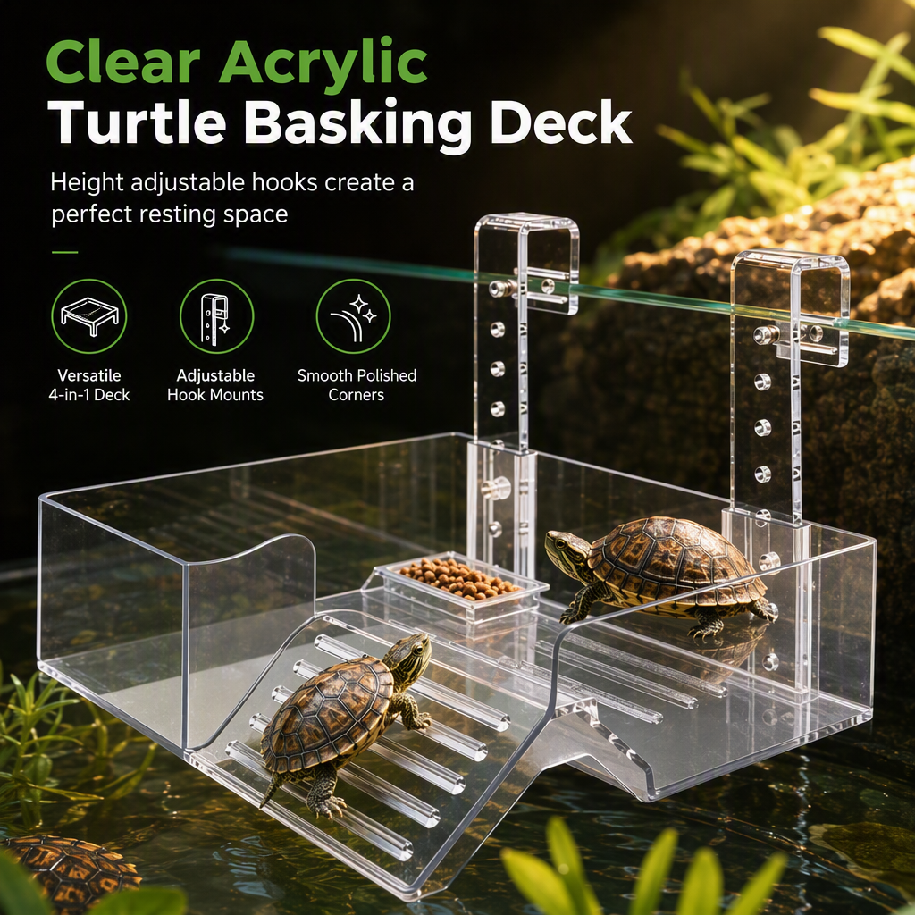 🐢 ZEITLICH BEGRENZTER 50% RABATT! ☀️ Hängende Schildkröten-Sonneninsel – Klares Acryl, rutschfeste Rampe, verstellbare Halterung ✨