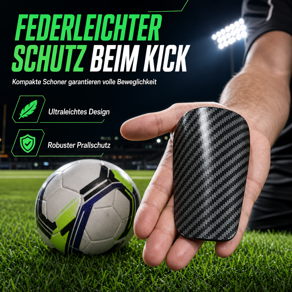 ⚽ 50% RABATT! 🛡️ Mini Schienbeinschoner – Carbon-Optik & fürs Training ✨