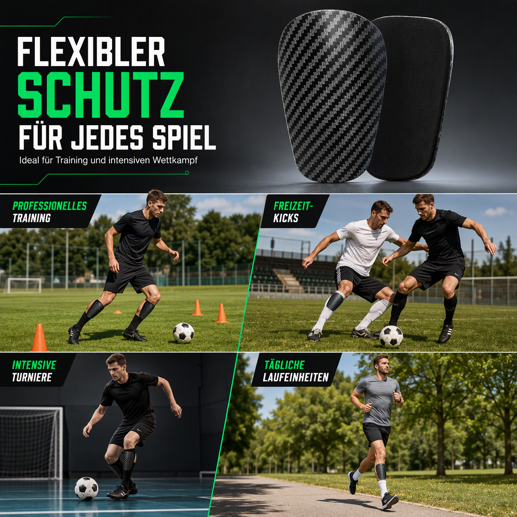 ⚽ 50% RABATT! 🛡️ Mini Schienbeinschoner – Carbon-Optik & fürs Training ✨
