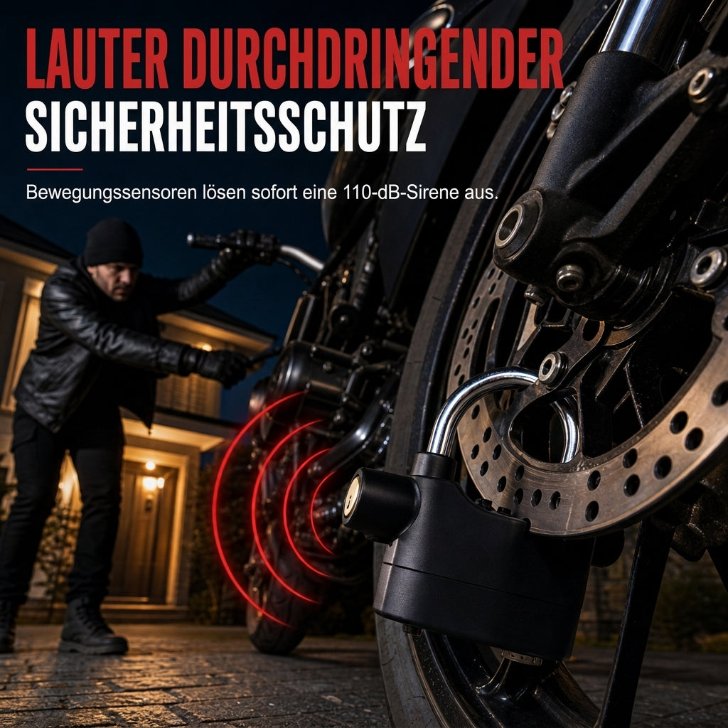 70mm-Aluminiumlegierungs-Diebstahlschutz-Alarm-Vorhängeschloss, Sicherheitsschloss für Tore, geeignet für Lager, Motorräder und Fahrräder, inklusive Batterien