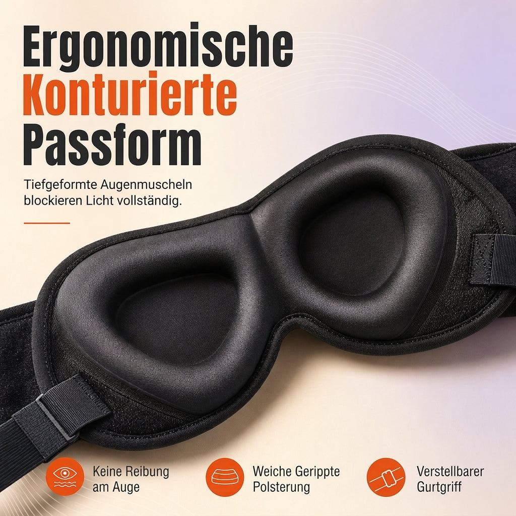 Set aus integriertem Memory-Foam-Reisekissen und 3D-abdunkelnder Schlafmaske zur Nackenstütze auf Reisen