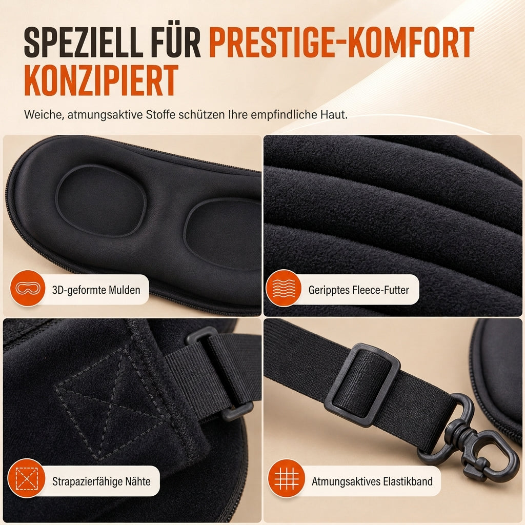 Set aus integriertem Memory-Foam-Reisekissen und 3D-abdunkelnder Schlafmaske zur Nackenstütze auf Reisen